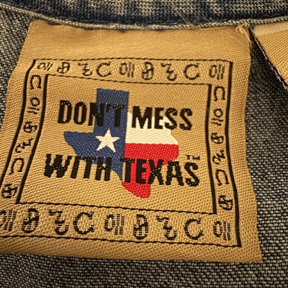 Vintage Western Denim Vest Embroidered Horseshoe Buttons Don’t Mess with Texas S - Picture 6 of 7